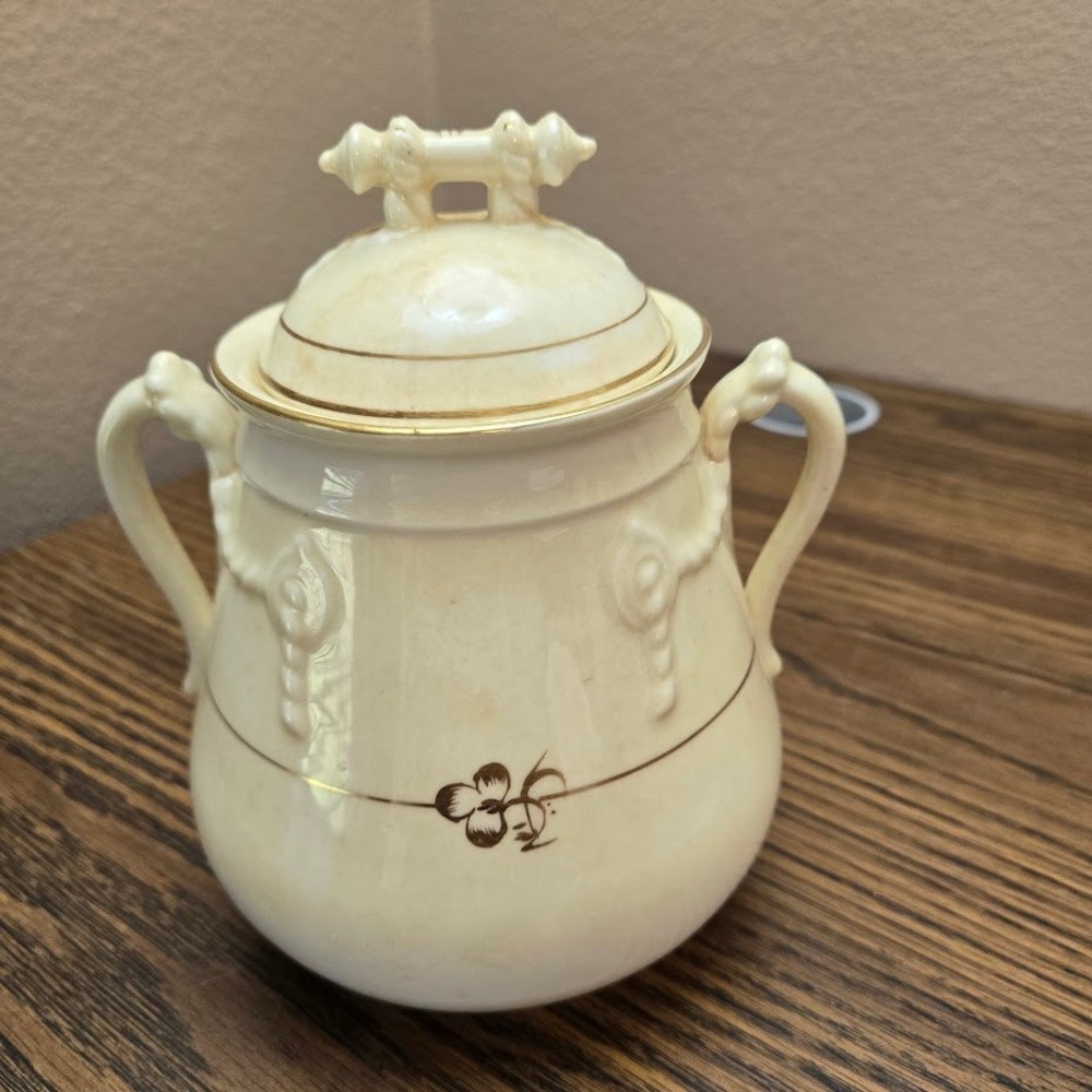 Late 1800 Sampson Bridgwood & Son Large 2-Handled Sugar Bowl SEE DESC - Picture 13 of 15